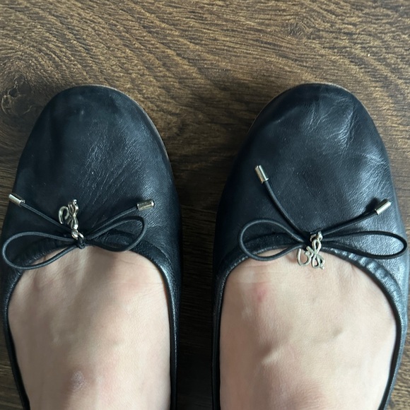 Sam Edelman Felicia Black Leather Ballet Flats with Bow - Picture 4 of 4